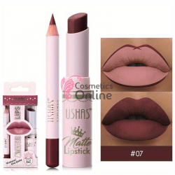 Ruj solid pentru buze 2 in1 USHAS Matte & LipLiner Cod 07A Merlot 